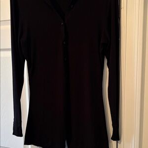 SKIMS Black onesie Long Sleeve Button Front Pajama with short